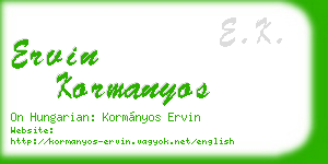 ervin kormanyos business card